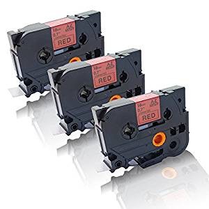 Komplet Brother TZe-441 / TZ-441 / PT / P-Touch 18mm kompatibilni trakovi (3) - črn izpis / rdeč trak