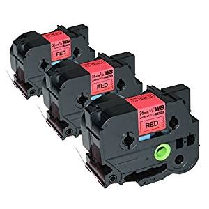 Komplet Brother TZe-461 / TZ-461 / PT / P-Touch 36mm kompatibilni trakovi (3) - črn izpis / rdeč trak