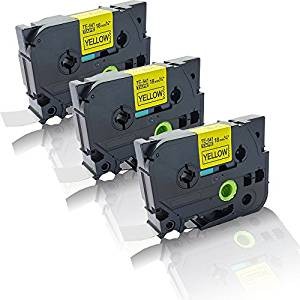 Komplet Brother TZe-641 / TZ-641 / PT / P-Touch 18mm kompatibilni trakovi (3) - črn izpis / rumen trak