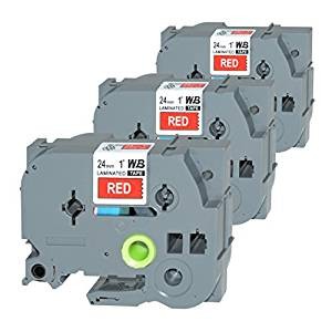 Komplet Brother TZe-455 / TZ-455 / PT / P-Touch 24mm kompatibilni trakovi (3) - bel izpis / rdeč trak