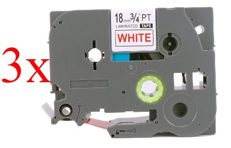 Komplet Brother TZe-242 / TZ-242 / PT / P-Touch 18mm kompatibilni trakovi (3) - rdeč izpis / bel trak