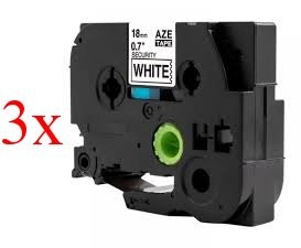 Komplet Brother TZe-SE4 / TZ-SE4 / PT / P-Touch 18mm, varnostni (security), kompatibilni trakovi (3) - črn izpis / bel trak