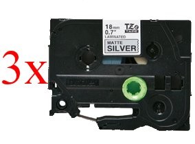 Komplet Brother TZe-M941 / TZ-M941 / PT / P-Touch 18mm kompatibilni trakovi (3) - črn izpis / mat srebrn trak