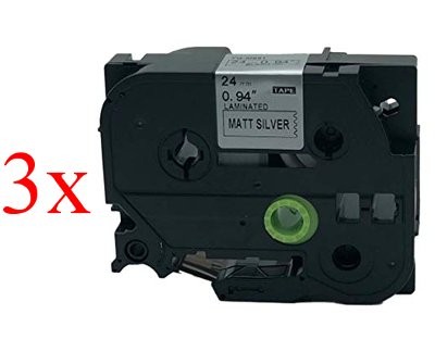 Komplet Brother TZe-M951 / TZ-M951 / PT / P-Touch 24mm kompatibilni trakovi (3) - črn izpis / mat srebrn trak