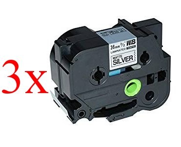 Komplet Brother TZe-M961 / TZ-M961 / PT / P-Touch 36mm kompatibilni trakovi (3) - črn izpis / mat srebrn trak