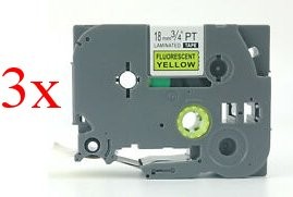 Komplet Brother TZe-C41 / TZ-C41 / PT / P-Touch 18mm kompatibilni trakovi (3) - črn izpis / fluorescenčno rumen trak