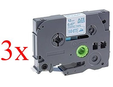 Komplet Brother TZe-FA3 / TZ-FA3 / PT / P-Touch 12mm, tekstilni trak (fabric), kompatibilni trakovi (3) - moder izpis / bel trak