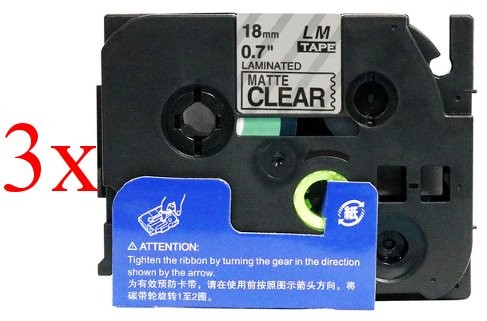 Komplet Brother TZe-M41 / TZ-M41 / PT / P-Touch 18mm kompatibilni trakovi (3) - črn izpis / mat prozoren trak