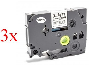 Komplet Brother TZe-M921 / TZ-M921 / PT / P-Touch 9mm kompatibilni trakovi (3) - črn izpis / mat srebrn trak