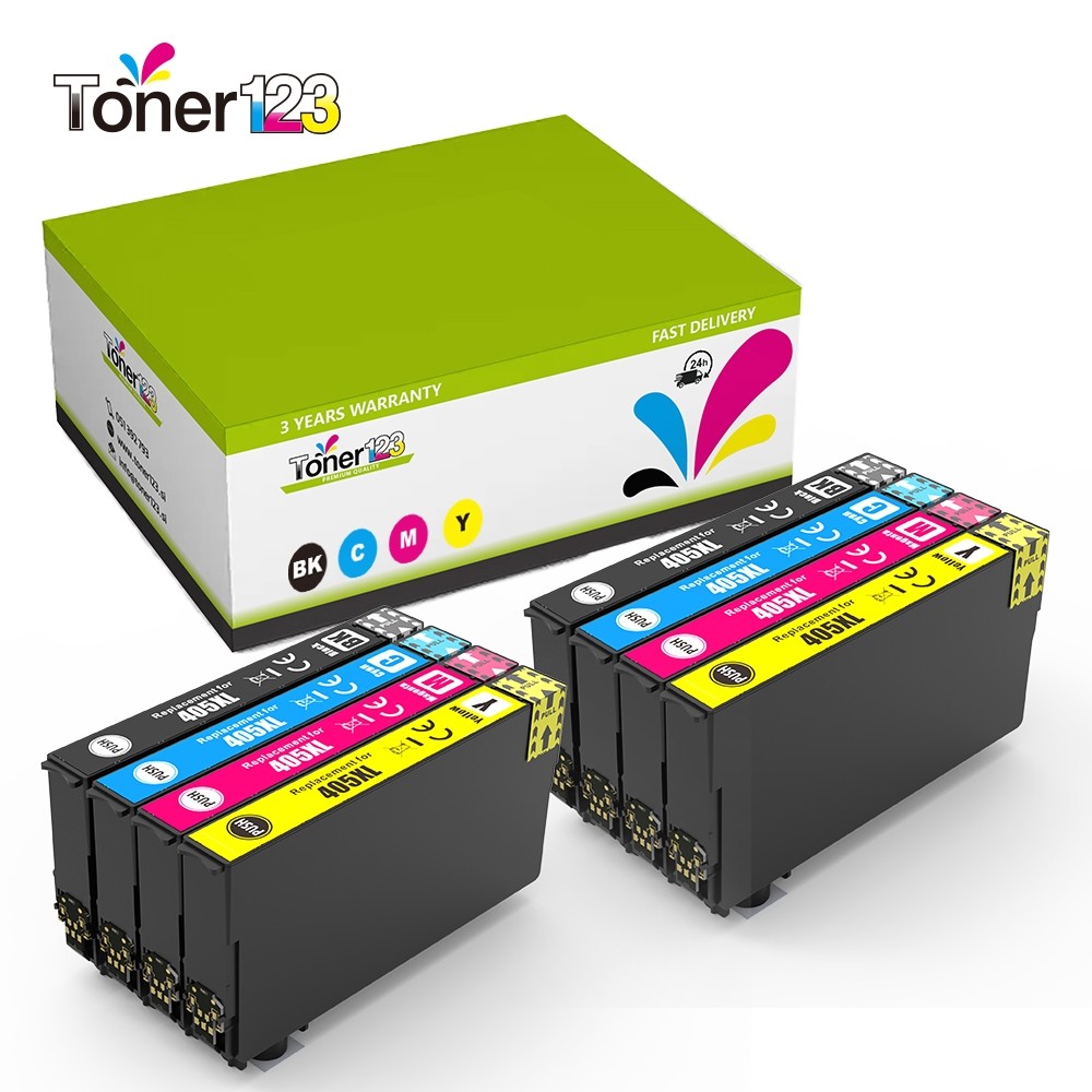 Komplet Epson 405XL / Workforce Pro WF-3820, WF-3825, WF-4820, WF-4825, WF-4830, WF-7310, WF-7830, WF-7835, WF-7840 kompatibilne kartuše (8) - 2x črna XL, 2x cyan XL, 2x magenta XL, 2x rumena XL (Kartuše)