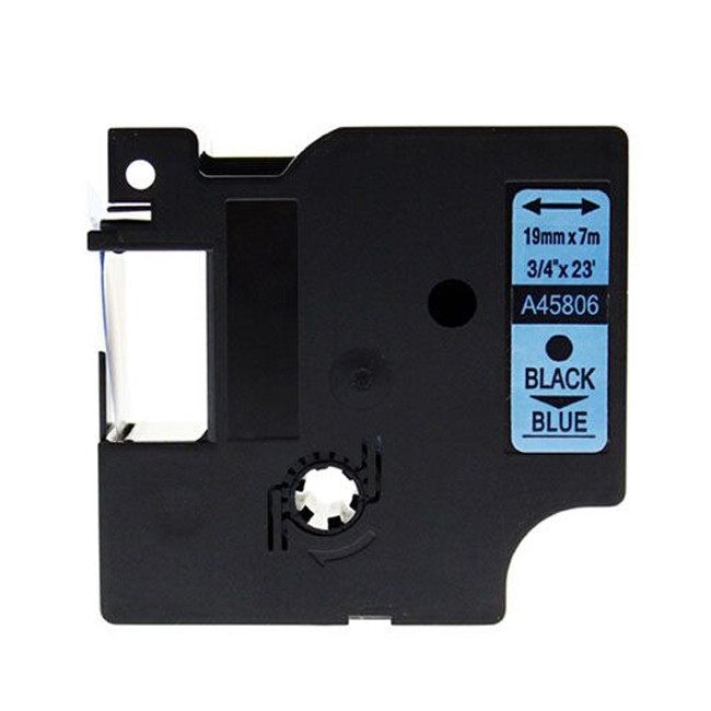Kompatibilen trak za Dymo D1 45806 / LabelManager / LabelPoint / LabelWriter / Rhino / MobileLabeler 19mm (3/4") x 7m - črn izpis / moder trak