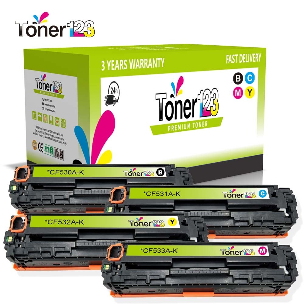 Komplet HP 205A / CF530A + CF531A + CF532A + CF533A  / Color LaserJet Pro MFP M180n, M181fw - kompatibilni tonerji (4) - črna, cyan, magenta, rumena