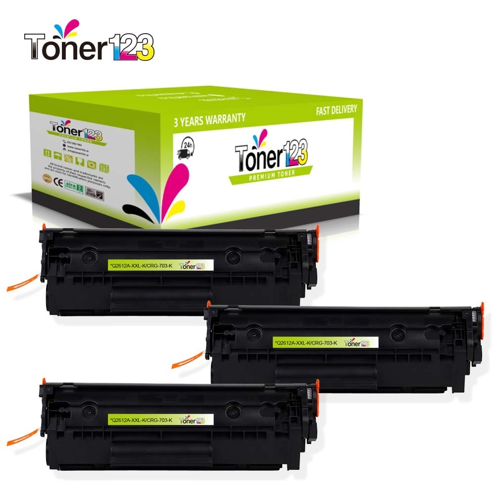 Komplet HP 12X / 12A / Q2612X / Q2612A / LaserJet 1010, 1012, 1015, 1018, 1020, 1022, 3015, 3020, 3030, 3050, 3055, M1005, M1300, M1319 kompatibilni tonerji (3) - 3 × črna XXL