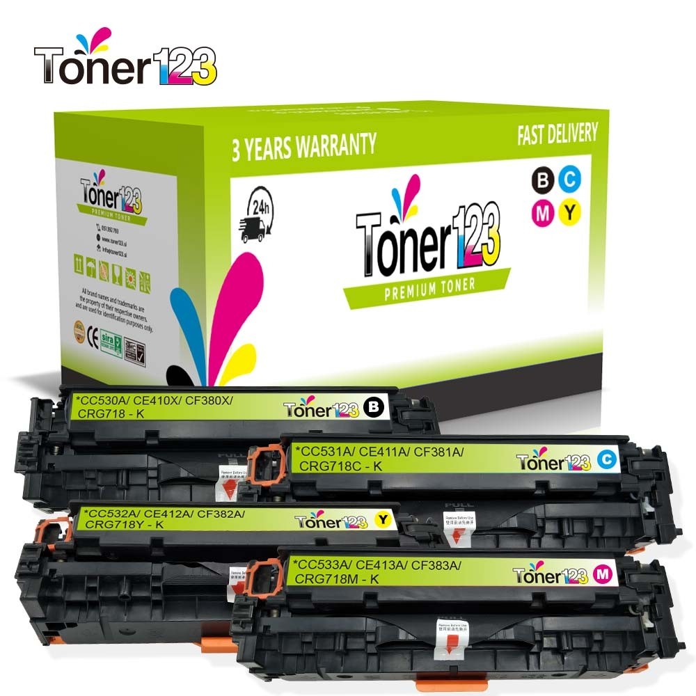 Komplet Canon 718 (BK,C,M,Y) / CRG-718 / LBP 7200, 7210, 7660, 7680 / MF 8330, 8340, 8350, 8360, 8380, 8540, 8550, 8580 kompatibilni tonerji (4) - črna, cyan, magenta, rumena