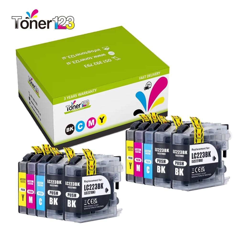 Komplet Brother 10 x LC223XL / 4 x LC227XL + 6 x LC225XL / DCP-J4120 / MFC-J4420, J4620, J5320, J5620, J5720 kompatibilne kartuše (10) - 4x črna, 2x cyan, 2x magenta, 2x rumena