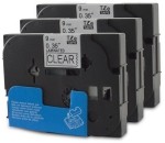 Komplet Brother TZe-121 / TZ-121 / PT / P-Touch 9mm kompatibilni trakovi (3) - črn izpis / prozoren trak