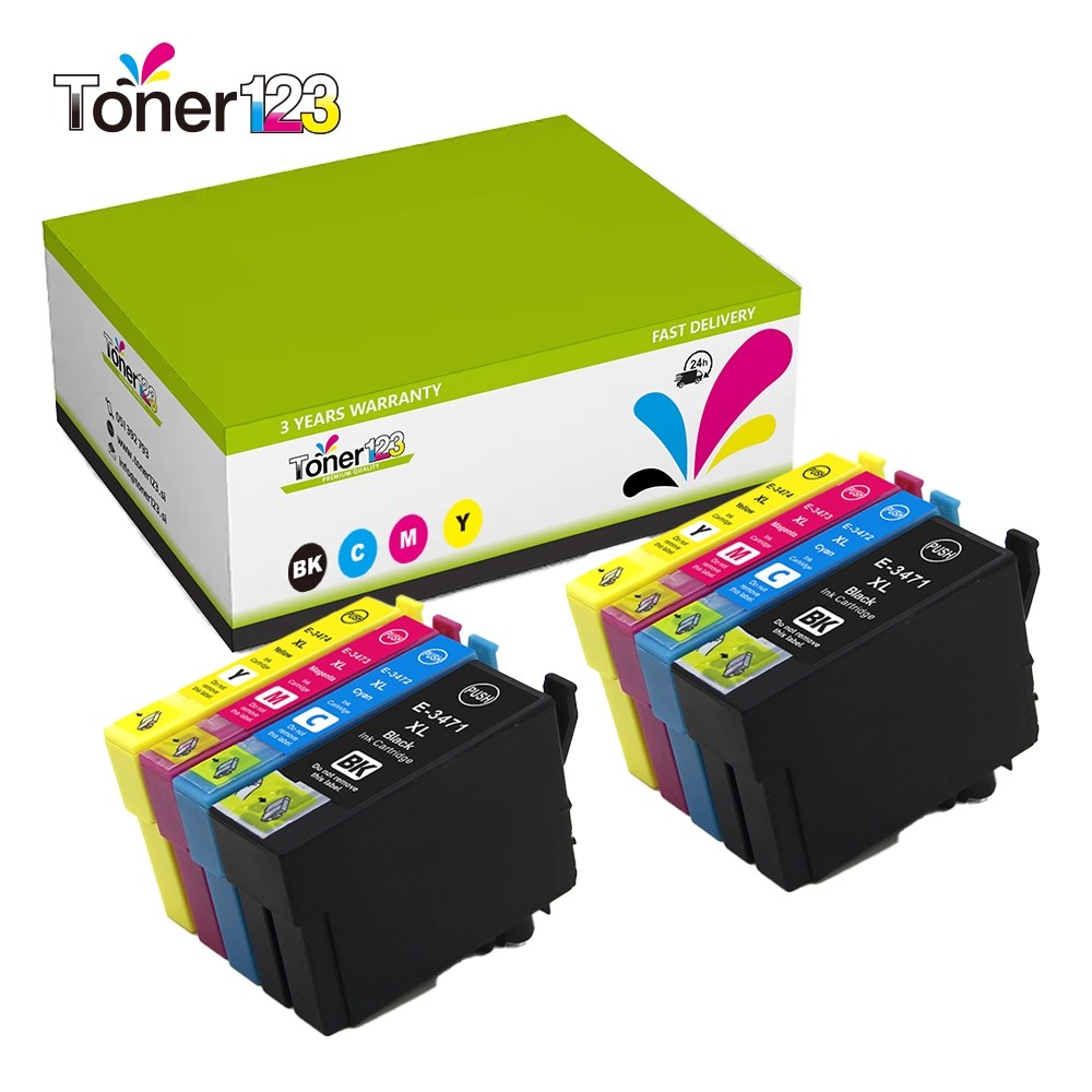 Komplet Epson 34XL / C13T34764010 WorkForce Pro WF-3720, WF-3725 kompatibilne kartuše (8) - 2x črna XL, 2x cyan XL, 2x magenta XL, 2x rumena XL