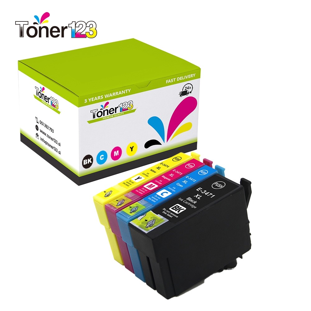 Komplet Epson 34XL / C13T34764010 WorkForce Pro WF-3720, WF-3725 kompatibilne kartuše (4) - črna XL, cyan XL, magenta XL, rumena XL