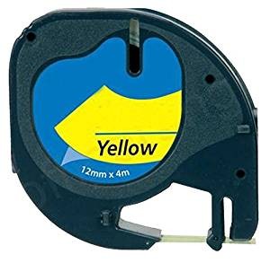 Kompatibilen LT trak za Dymo 91202 / S0721620 / Letratag LT-100H, LT-100T, LT-110T, QX 50, XR, XM, 2000 12mm x 4m (1/2" x 13") - črn izpis / rumen trak