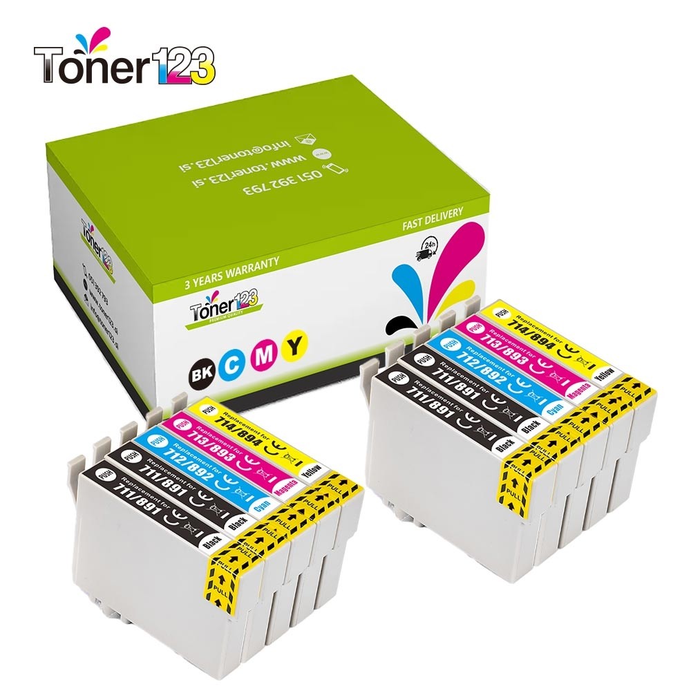 Komplet Epson T0711 + T0712 + T0713 + T0714 kompatibilne kartuše (10) - 4× črna, 2× cyan, 2× magenta, 2× rumena