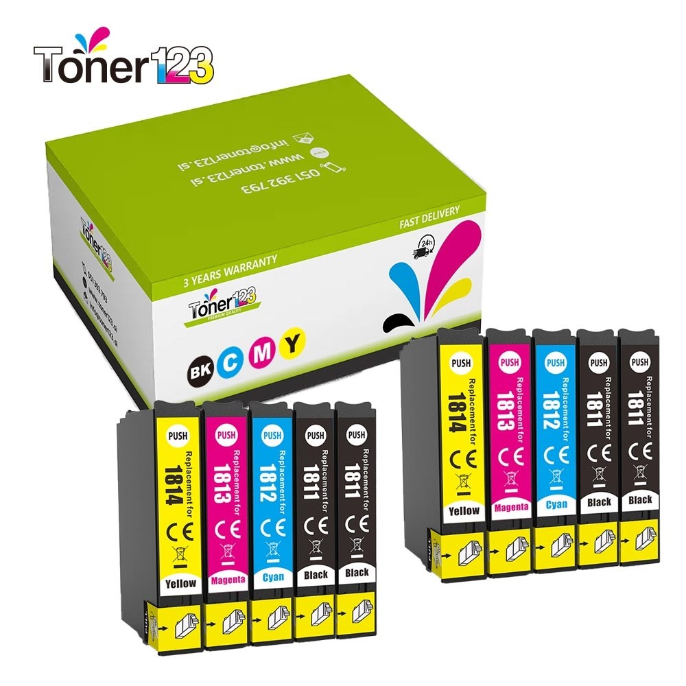 Komplet Epson 18XL / T1811 + T1812 + T1813 + T1814 kompatibilne kartuše (10) - 4× črna, 2× cyan, 2× magenta, 2× rumena