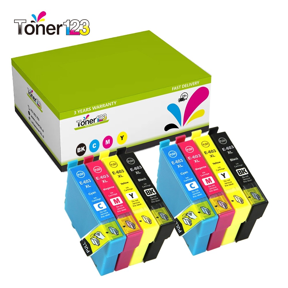 Komplet Epson 603XL / Expression Home XP-2100, 2105, 2150, 2155, 3100, 3105, 3150, 4100, 4105 / WorkForce WF-2810, 2830, 2835, 2850 - kompatibilne kartuše (8) - 2x črna XL, 2x cyan XL, 2x magenta XL, 2x rumena XL (Kartuše)