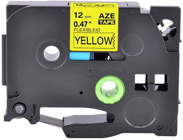 Kompatibilen trak za Brother TZe-FX631 / TZ-FX631 / PT / P-Touch 12mm, prilagodljiv (Flexible) - črn izpis / rumen trak