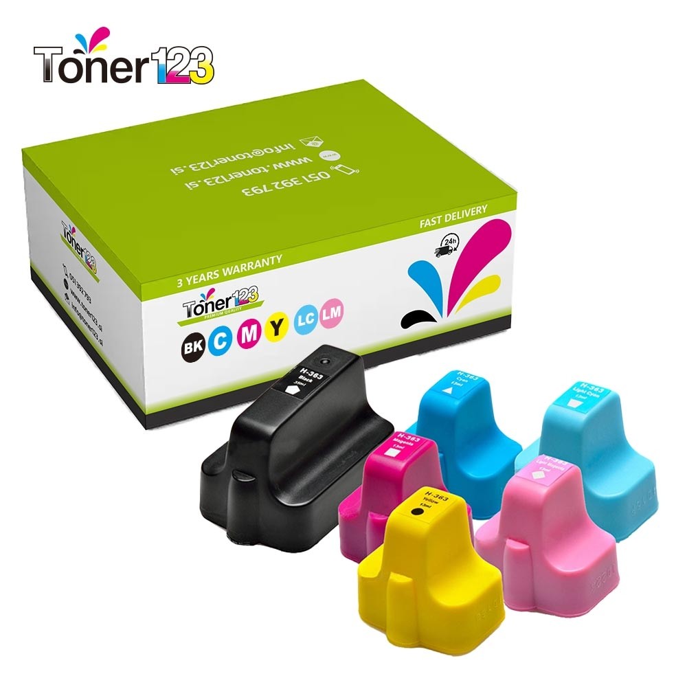 Komplet HP 363 XXL / Q7966EE kompatibilne kartuše (6) - črna, svetlo cyan, cyan, svetlo magenta, magenta, rumena