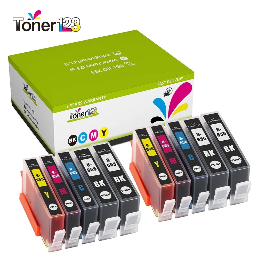 Komplet HP 655 / Deskjet Ink Advantage 3525, 4615, 4625, 5525, 6525 kompatibilne kartuše (10) - 4x črna, 2x cyan, 2x magenta, 2x rumena