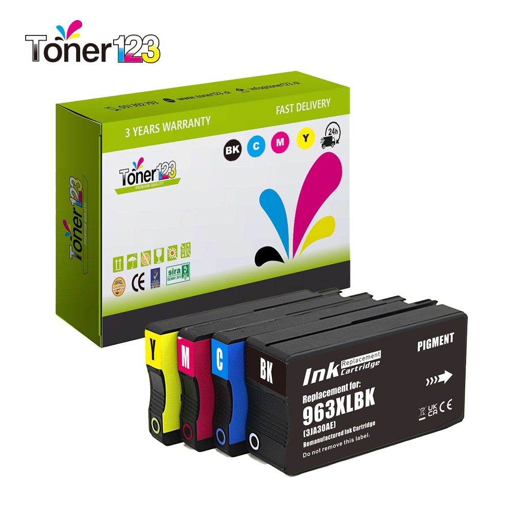 Komplet HP 963XL / 3YP35AE / OfficeJet Pro 9010, 9012, 9013, 9014, 9015, 9016, 9018, 9019, 9020, 9022, 9023, 9025, 9026, 9028 kompatibilne kartuše (4) - črna XL, cyan XL, magenta XL, rumena XL