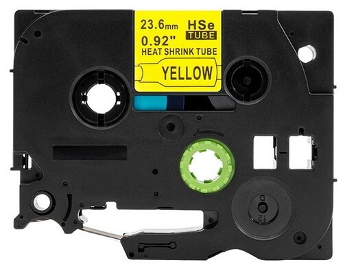 Kompatibilen trak (cev) za Brother HSe-651 / HS-651 / PT / P-Touch 23,6mm, termoskrčljiv (heat shrink tube) - črn izpis / rumen trak (cev)