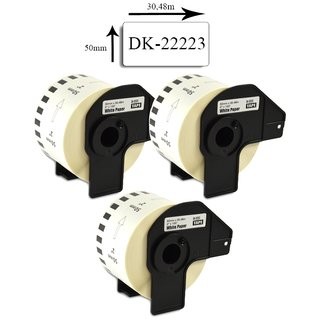 Komplet Brother DK-22223 / 50 x 30,48m / P-touch QL kompatibilne etikete -  3 x neskončen trak