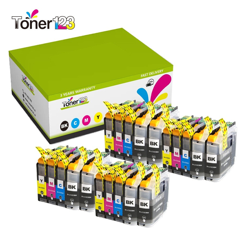 Komplet Brother 20 x LC223XL / 8 x LC227XL + 12 x LC225XL /DCP-J4120 / MFC-J4420, J4620, J5320, J5620, J5720 kompatibilne kartuše (20) - 8x črna, 4x cyan, 4x magenta, 4x rumena