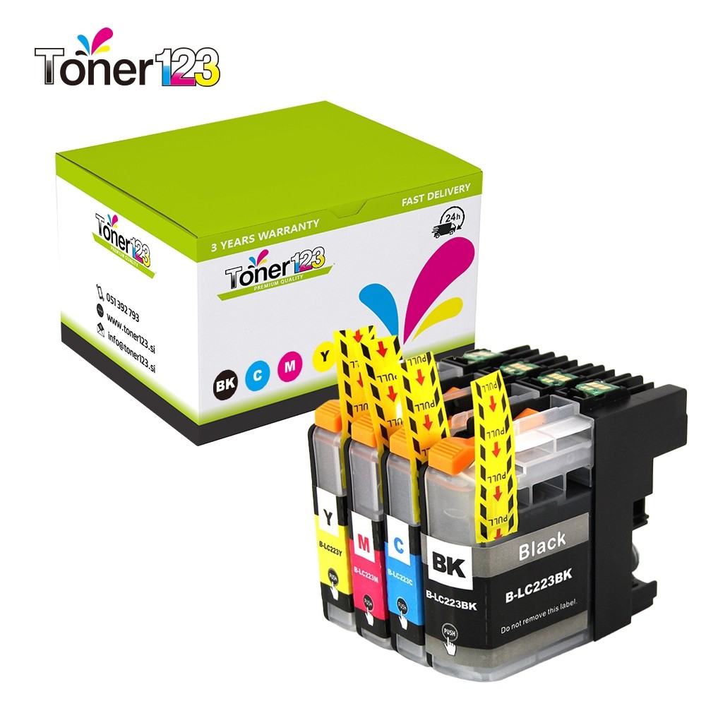 Komplet Brother 4 x LC223XL /  LC227XL + 3 x LC225XL / DCP-J4120 / MFC-J4420, J4620, J5320, J5620, J5720 kompatibilne kartuše (4) - črna, cyan, magenta, rumena