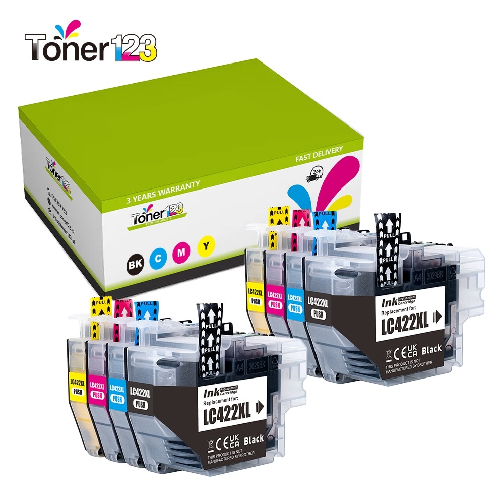 Komplet Brother 2× LC422XLVAL – 8 kompatibilnih kartuš (2× BK XL, 2× C XL, 2× M XL, 2× Y XL)