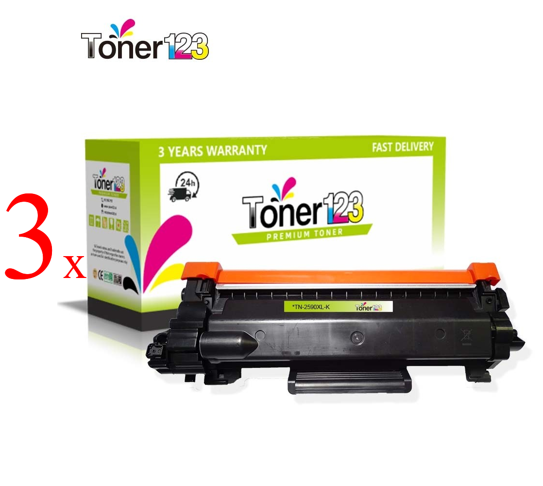 Komplet Brother TN-2590 XL / DCP - L2600, L2622, L2640 / HL - L 2402, L2442, L2460 / MFC - L2802, L2862, L2922 kompatibilni tonerji (3) - 3 × črna XL (Kartuše)
