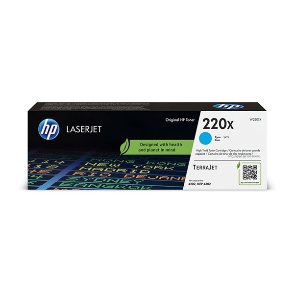 Toner HP 220X / W2201X / Color LaserJet Pro M4202dw, 4202dn, MFP 4302dw, MFP 4302fdn, MFP 4302fdw - cyan XL (original)