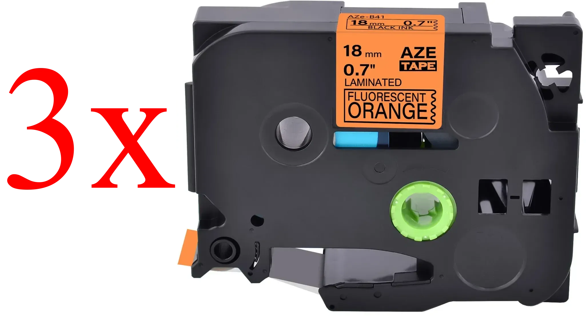 Komplet Brother TZe-B41 / TZ-B41 / PT / P-Touch 18mm kompatibilni trakovi (3) - črn izpis / fluorescenčno oranžen trak