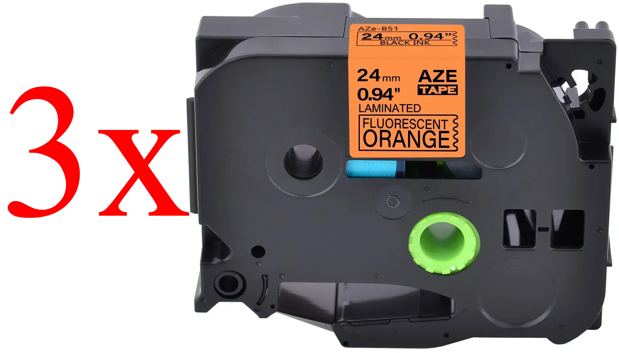 Komplet Brother TZe-B51 / TZ-B51 / PT / P-Touch 24mm kompatibilni trakovi (3) - črn izpis / oranžen trak