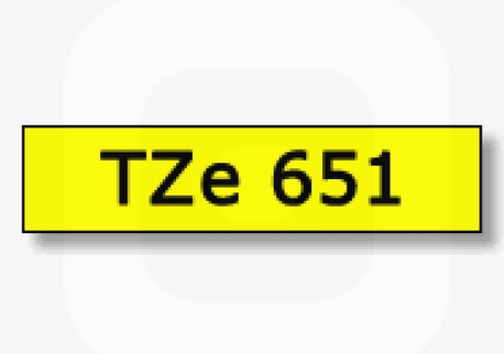 Brother TZe-651 / TZ-651 trak 24mm - črn izpis / rumen trak (original)