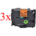 Komplet Brother TZe-B51 / TZ-B51 / PT / P-Touch 24mm kompatibilni trakovi (3) - črn izpis / oranžen trak